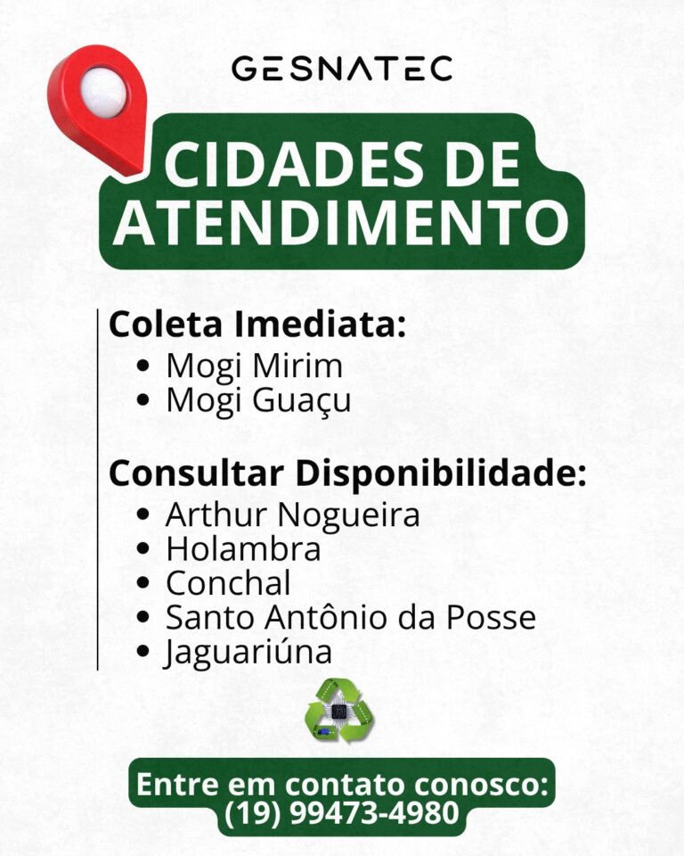 A Gesnatec realiza coleta de lixo eletrônico de forma segura, sustentável e responsável.Confira