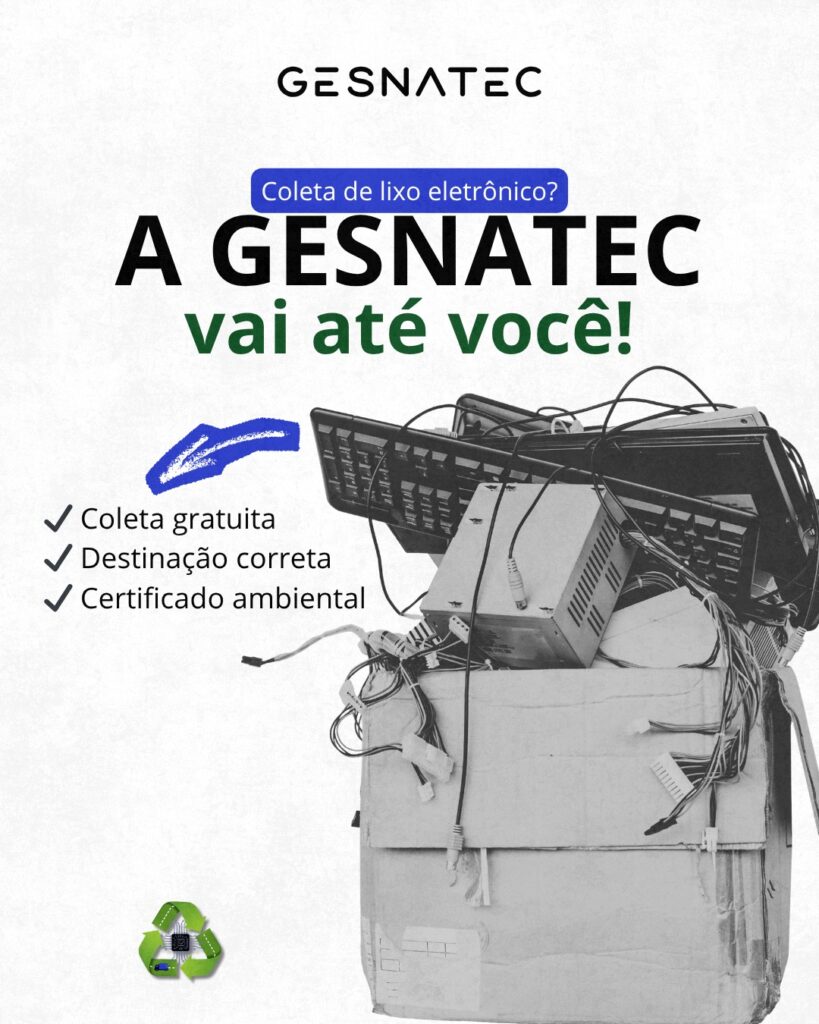 Tem lixo eletrônico parado aíA Gesnatec busca no seu endereço e faz o descarte ambientalmente co